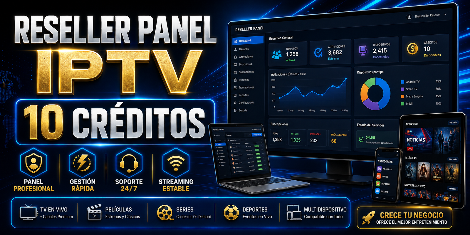 RESELLER PANEL IPTV 10 CREDITOS